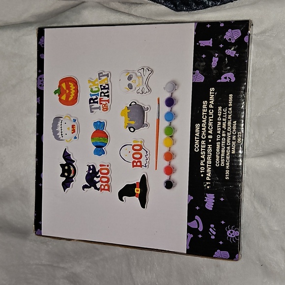 Halloween Paint Your Own Plaster Painting Set Pumpkin Ghost Candy Skeleton Bat - Picture 2 of 9